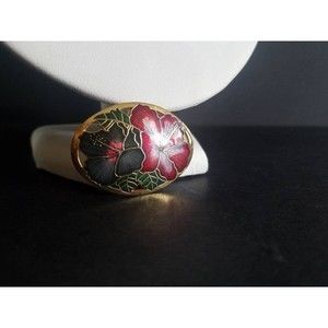 Large Vintage Cloisonne Floral Cutout Brooch